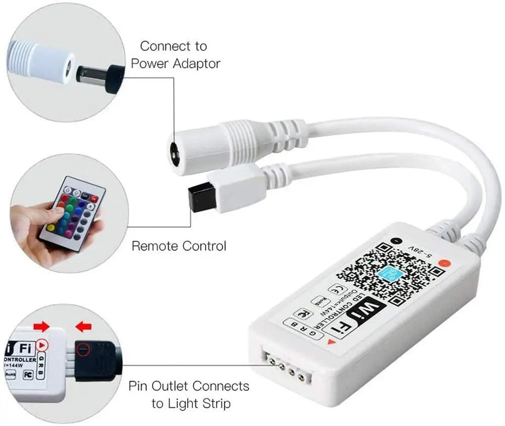 VIPMOON Wireless LED Smart Controller, Compatible with Alexa & Google, IFTTT Working for Android, iOS System and RGB LED Strip Lights  with Remote Control pattanaustralia